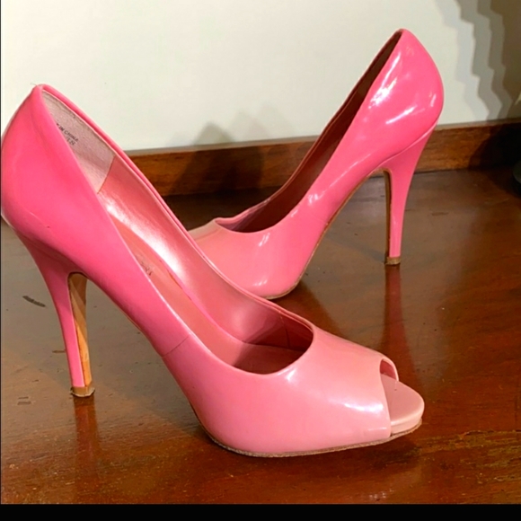 Aldo Ombré Pink Patent Leather Peep Toe Pumps
